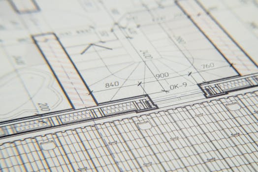 Close-up of an architectural blueprint showcasing intricate design details for a building layout.